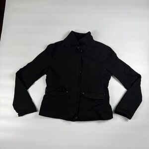 Jack by BB Dakota Jacket Women's Large Black Denim Long Sleeve Snap Inside Zip